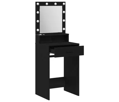 Kosmētikas Galdiņš Ar Led Gaismām, Melns Ozols, 50X41X135 Cm Vidaxl