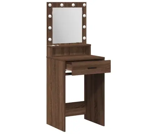 Kosmētikas Galdiņš Ar Led Gaismām, Brūns Ozols, 50X41X135 Cm Vidaxl