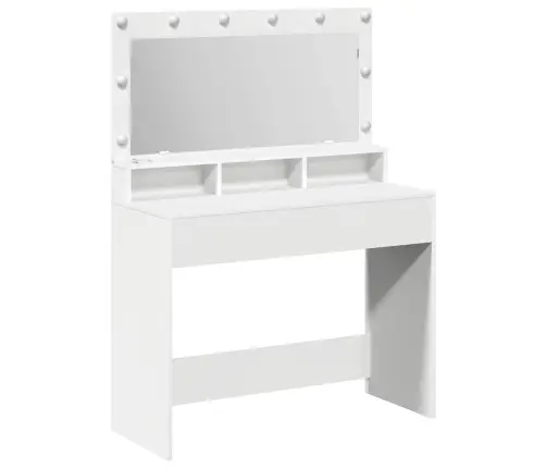 Balts Tualetes Galds Ar Led Gaismām - 100X41X135 Cm Vidaxl