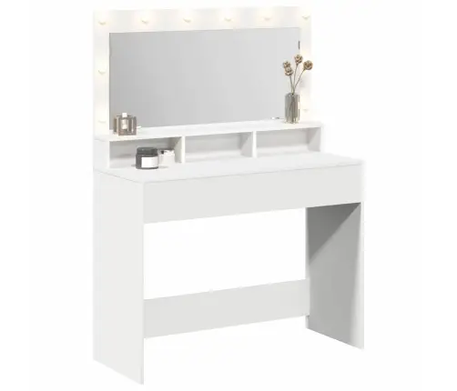 Balts Tualetes Galds Ar Led Gaismām - 100X41X135 Cm Vidaxl