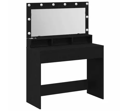 Tērpu Galds Ar Led Gaismām, Melnā Ozola Krāsā, 100X41X135 Cm Vidaxl