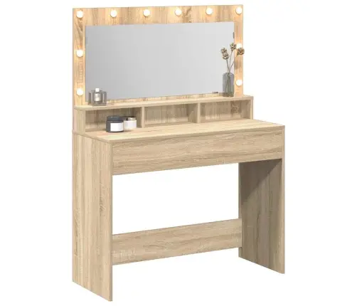 Tualetes Galdiņš Ar Led Gaismām Sonoma Ozols 100X41X135 Cm Vidaxl