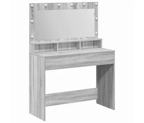 Grima Galds Ar Led Gaismām, Pelēks Sonoma, 100X41X135 Cm Vidaxl