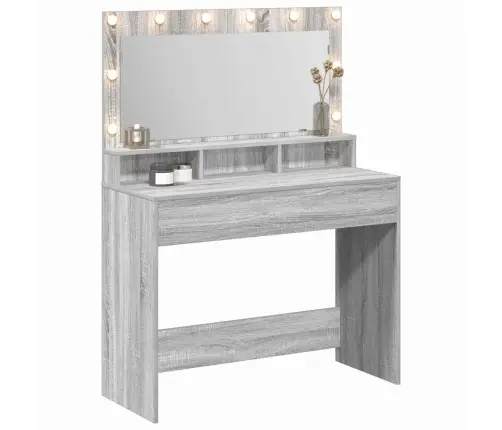 Grima Galds Ar Led Gaismām, Pelēks Sonoma, 100X41X135 Cm Vidaxl