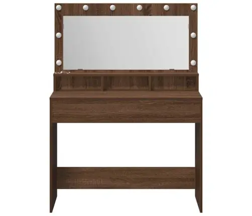 Tualetes Galdiņš Ar Led Gaismām, Brūna Ozola, 100X41X135 Cm Vidaxl