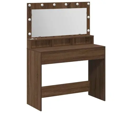 Tualetes Galdiņš Ar Led Gaismām, Brūna Ozola, 100X41X135 Cm Vidaxl