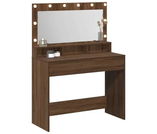 Tualetes Galdiņš Ar Led Gaismām, Brūna Ozola, 100X41X135 Cm Vidaxl