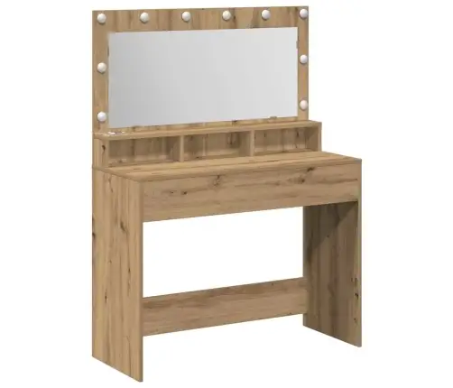 Kosmētikas Galds Ar Led Gaismām Amatnieku Ozolā, 100X41X135 Cm Vidaxl