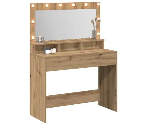 Kosmētikas Galds Ar Led Gaismām Amatnieku Ozolā, 100X41X135 Cm Vidaxl