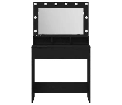 Tualetes Galdiņš Ar Led Gaismām, Melns Ozols, 79X41X135 Cm Vidaxl