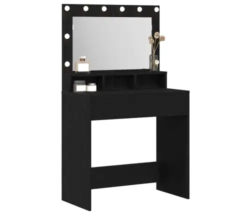 Tualetes Galdiņš Ar Led Gaismām, Melns Ozols, 79X41X135 Cm Vidaxl