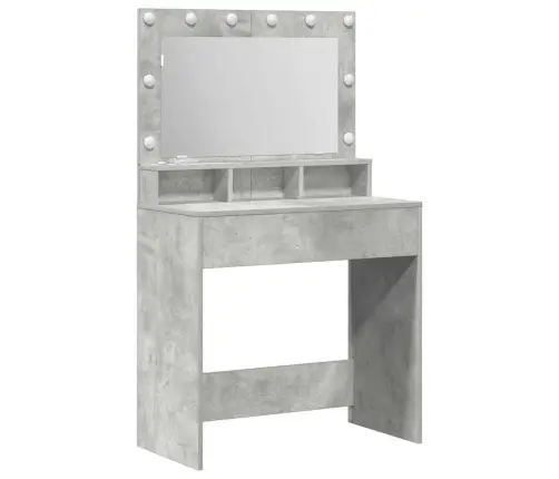 Kosmētikas Galdiņš Ar Led Gaismām, Betona Pelēks, 79X41X135 Cm Vidaxl