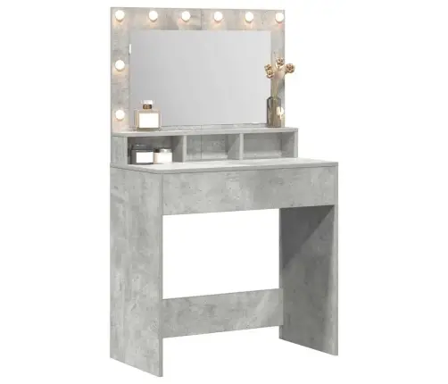 Kosmētikas Galdiņš Ar Led Gaismām, Betona Pelēks, 79X41X135 Cm Vidaxl