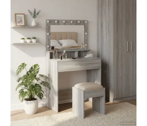 Makiažo Stalas Su Lentyna Pilkas Sonoma 75,5 X 41 X 135 Cm