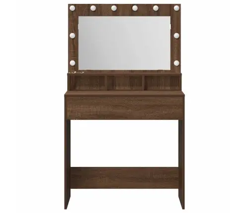 Tualetes Galdiņš Ar Led Gaismām, Brūns Ozols, 79X41X135 Cm Vidaxl