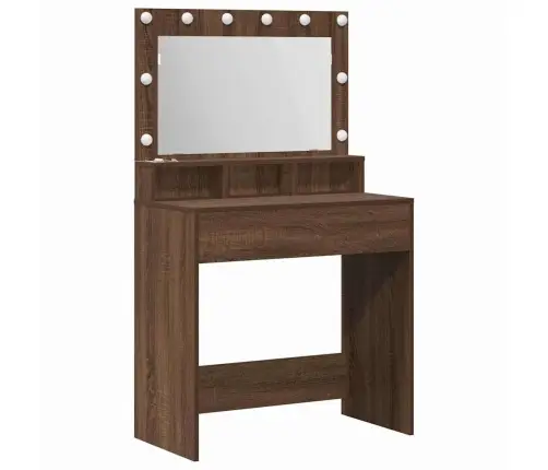 Tualetes Galdiņš Ar Led Gaismām, Brūns Ozols, 79X41X135 Cm Vidaxl