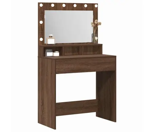 Tualetes Galdiņš Ar Led Gaismām, Brūns Ozols, 79X41X135 Cm Vidaxl