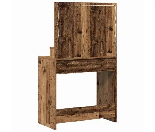 Kosmētikas Galds Ar Led Gaismām, Vecais Koks, 79X41X135 Cm Vidaxl