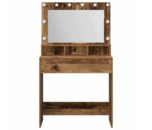 Kosmētikas Galds Ar Led Gaismām, Vecais Koks, 79X41X135 Cm Vidaxl