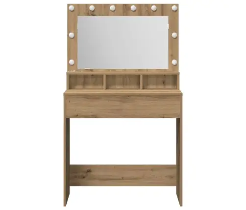 Kosmētikas Galds Ar Led Gaismām, Artisan Oak, 79X41X135 Cm Vidaxl