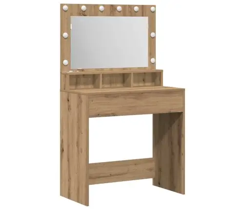 Kosmētikas Galds Ar Led Gaismām, Artisan Oak, 79X41X135 Cm Vidaxl