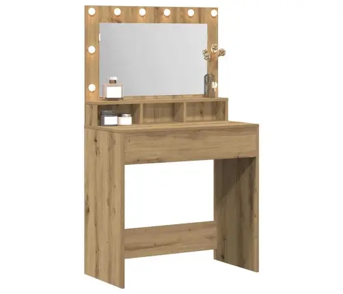 Kosmētikas Galds Ar Led Gaismām, Artisan Oak, 79X41X135 Cm Vidaxl