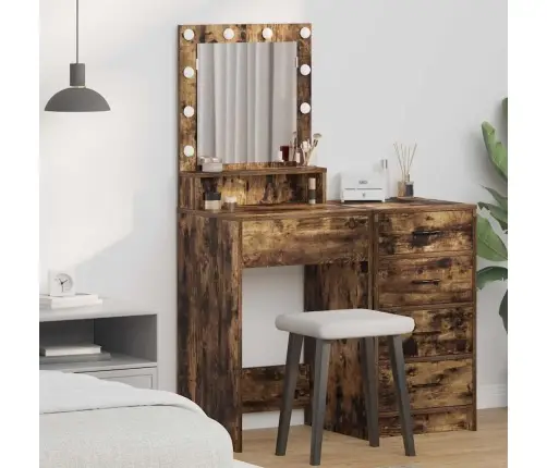 Spoguļgaldiņš Ar Led Gaismām, Dūmota Ozola Krāsā, 50X41X135 Cm Vidaxl Spoguļgaldiņš Ar Led Gaismām, Dūmota Ozola Krāsā, 50X41X135 Cm Vidaxl