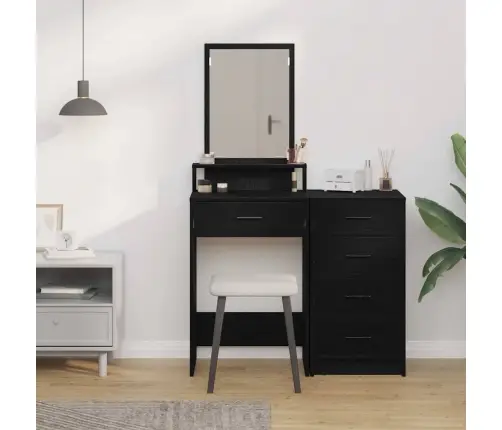 Grims Galds Ar Atvilktnēm, Melna Ozola Krāsā, 50X41X140 Cm Vidaxl