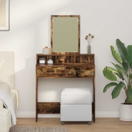 Dressing Galds Ar Atvilktni Dūmakaina Ozolkoka 79 X 41 X 140 Cm Vidaxl