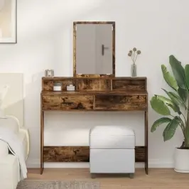 Dressing Galds Ar Plauktu Dūmakaina Ozolkoka 100 X 41 X 140 Cm Vidaxl