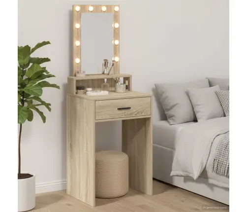 Kleitus Galda Ar Led Gaismām - Sonoma Ozols - 50X41X140 Cm Vidaxl