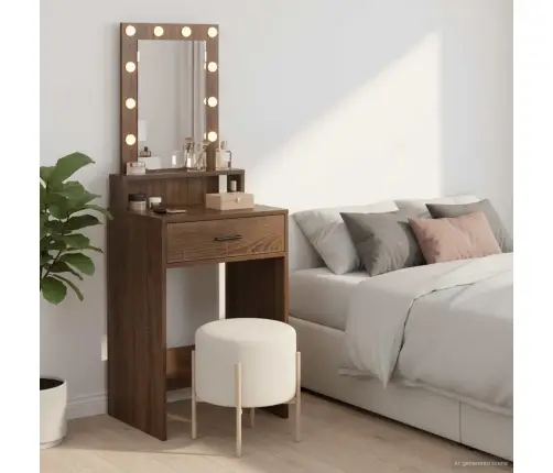 Riietumislaud Peeglituledega Pruun 50 X 41 X 140 Cm Tehispuit