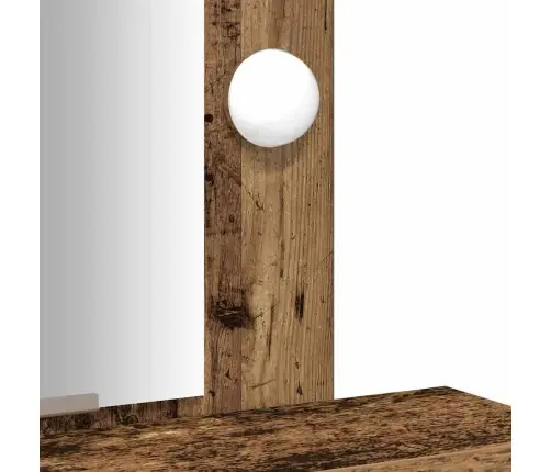 Tualetes Galdiņš Ar Led Gaismām Vecs Koks 50X41X140 Cm Vidaxl