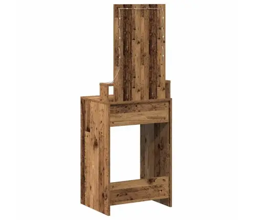 Tualetes Galdiņš Ar Led Gaismām Vecs Koks 50X41X140 Cm Vidaxl