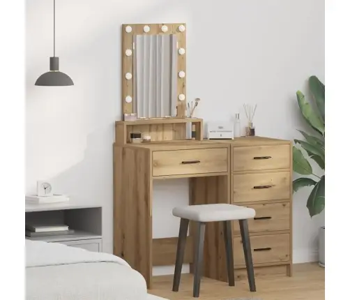 Kosmētikas Galds Ar Led Gaismiņām, Artisan Oak, 50X41X140 Cm Vidaxl Kosmētikas Galds Ar Led Gaismiņām, Artisan Oak, 50X41X140 Cm Vidaxl