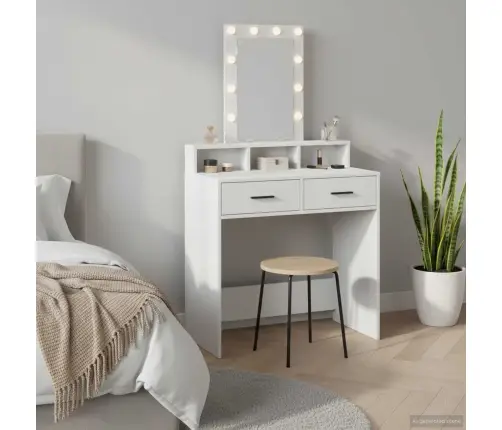 Makiažo Stalas Balta 79 X 41 X 140 Cm Apdirbta Mediena