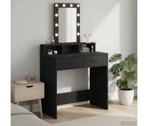 Toaletes Galdiņš Ar Led Gaismām, Melnā Ozola Krāsā, 79X41X140 Cm Vidaxl