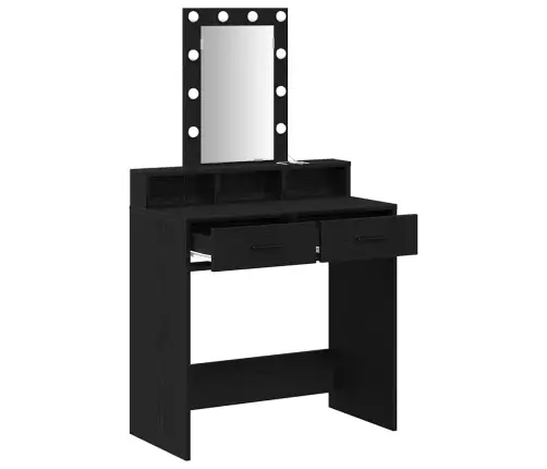 Toaletes Galdiņš Ar Led Gaismām, Melnā Ozola Krāsā, 79X41X140 Cm Vidaxl