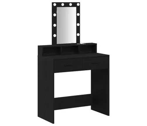 Toaletes Galdiņš Ar Led Gaismām, Melnā Ozola Krāsā, 79X41X140 Cm Vidaxl