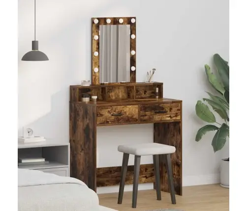 Tualetes Galdiņš Ar Led Gaismām Dūmota Ozola Krāsā, Izmērs 79X41X140 Cm Vidaxl Tualetes Galdiņš Ar Led Gaismām Dūmota Ozola Krāsā, Izmērs 79X41X140 Cm Vidaxl