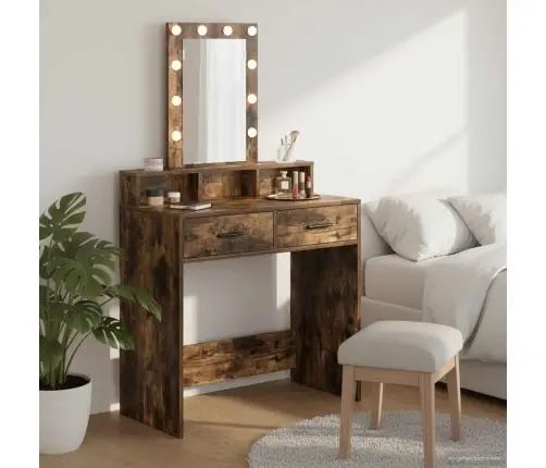 Riietumislaud Peeglituledega Pruun 79 X 41 X 140 Cm Tehispuit