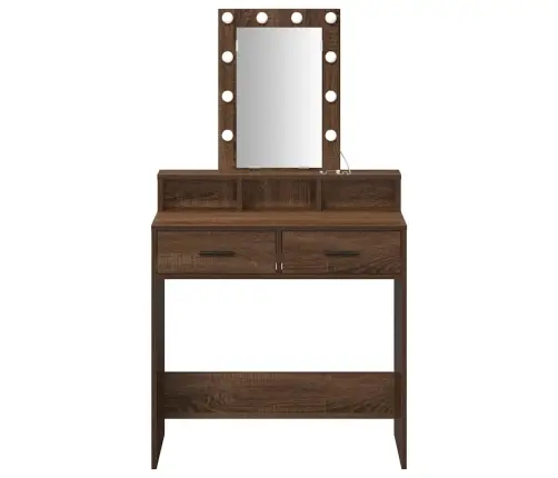 Kosmētikas Galds Ar Led Gaismām - Brūns Ozols, 79X41X140 Cm Vidaxl