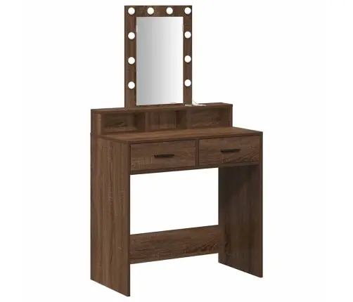 Kosmētikas Galds Ar Led Gaismām - Brūns Ozols, 79X41X140 Cm Vidaxl