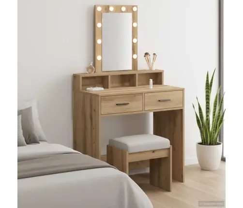 Riietumislaud Peeglituledega Pruun 79 X 41 X 140 Cm Tehispuit