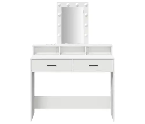 Riietumislaud Peeglituledega Valge 100 X 41 X 140 Cm Tehispuit