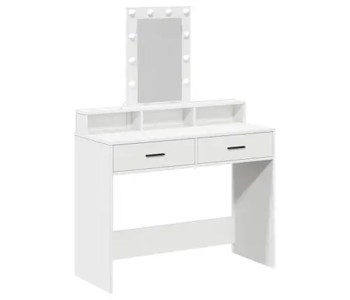 Riietumislaud Peeglituledega Valge 100 X 41 X 140 Cm Tehispuit