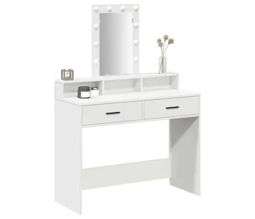 Riietumislaud Peeglituledega Valge 100 X 41 X 140 Cm Tehispuit