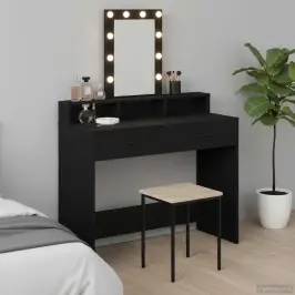 Makiažo Stalas Juoda 100 X 41 X 140 Cm Apdirbta Mediena