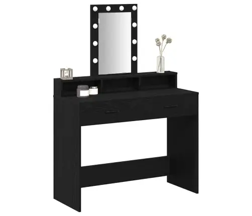 Friziergaldiņš Ar Led Gaismām, Melnais Ozols, 100X41X140 Cm Vidaxl