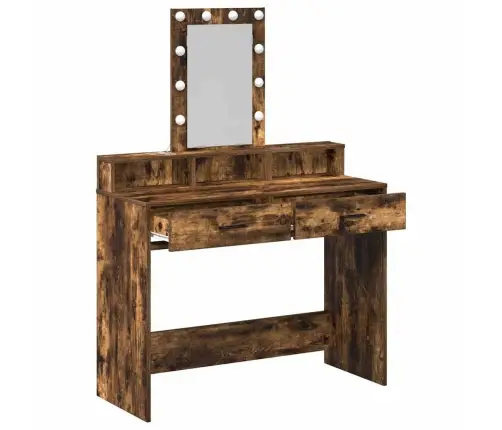 Tualetes Galdiņš Ar Led Gaismām Dūmots Ozols 100X41X140 Cm Vidaxl